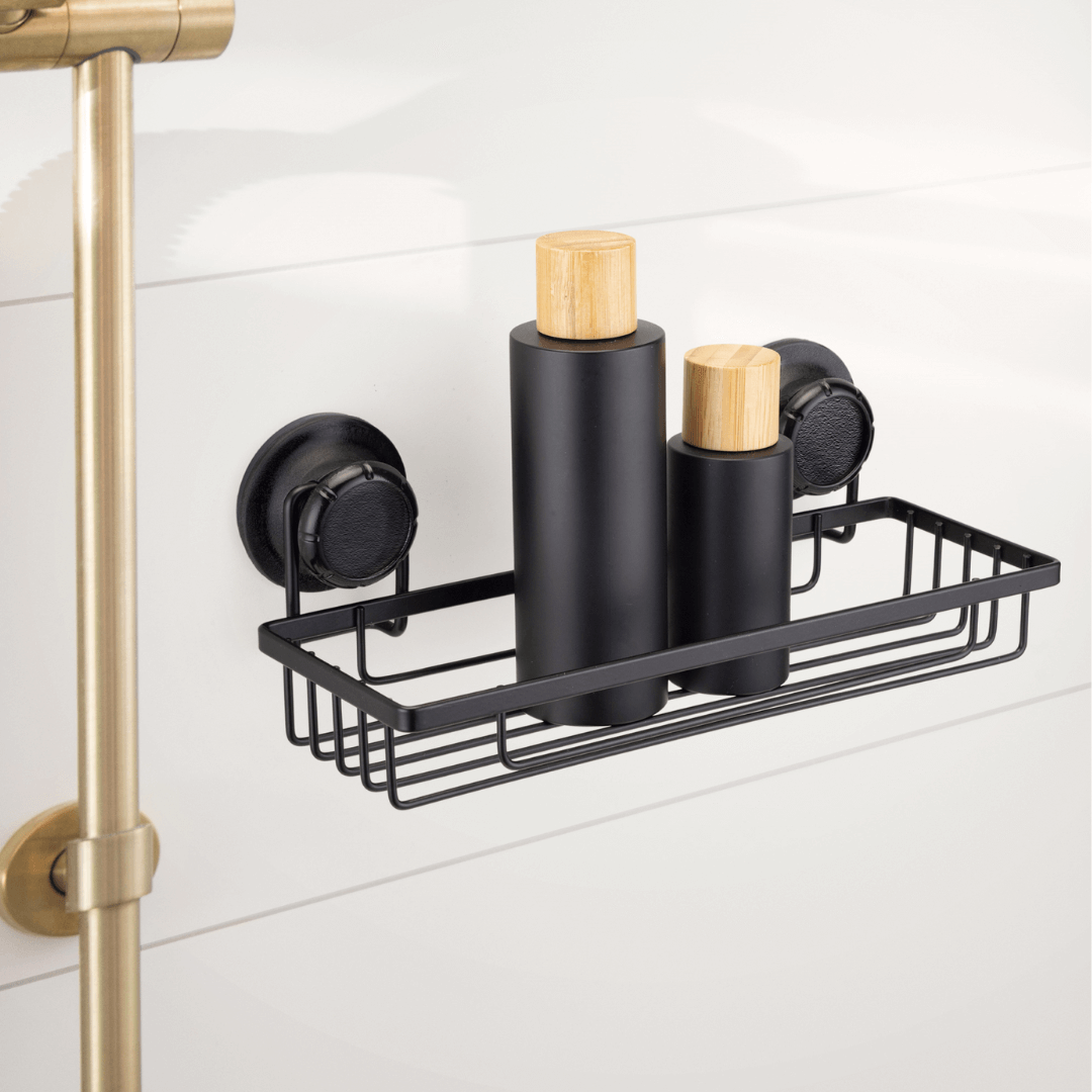 Porta Shampoo Fixação Sucção Ventosa Preto