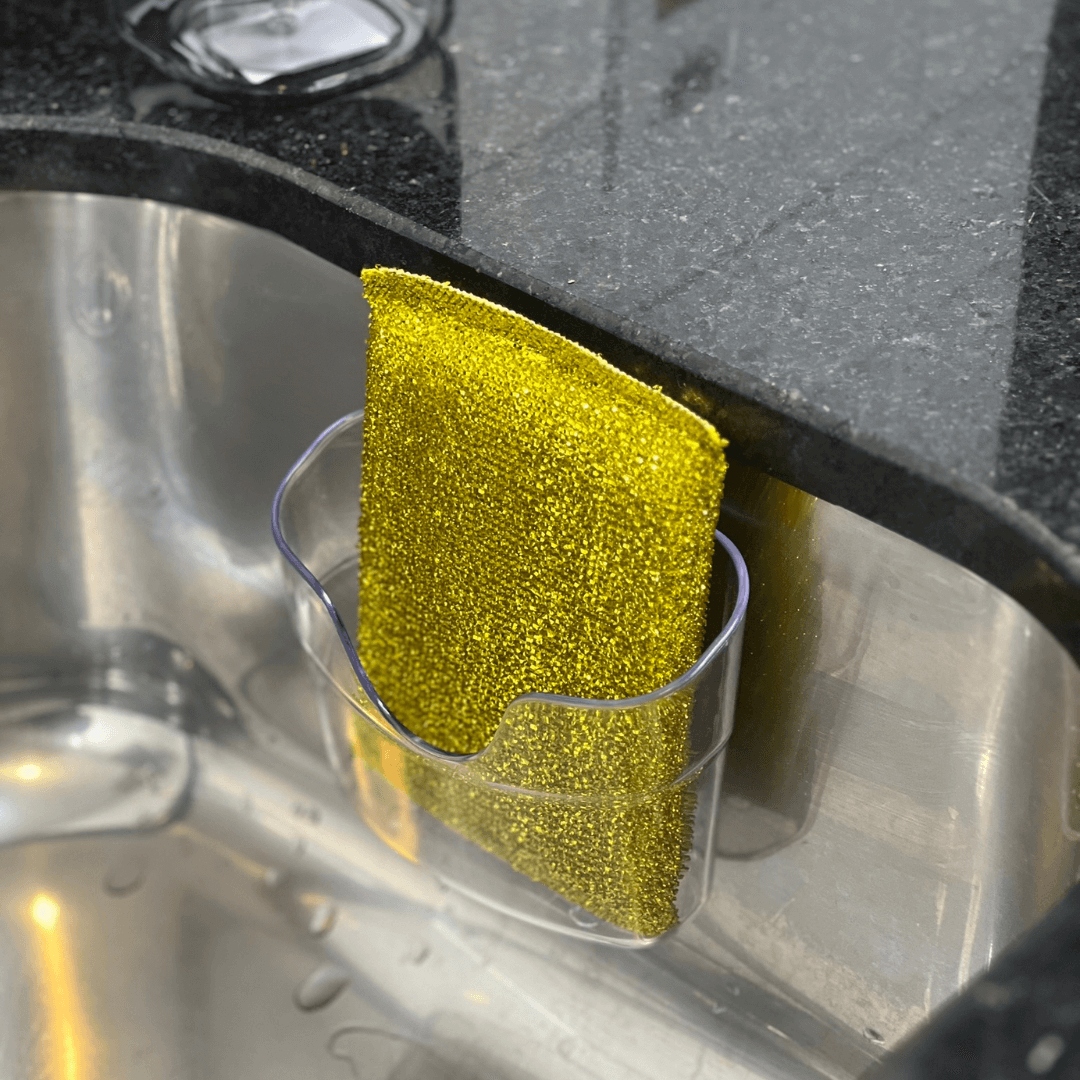 Jogo Esponja Anti Risco Branco e Dourado 2 Peças