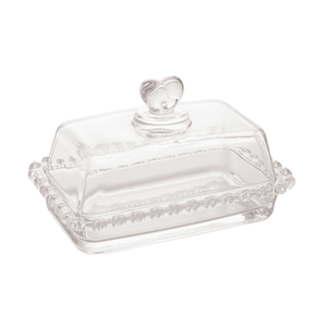Manteigueira de Cristal de Chumbo Tampa Coração 17cm
