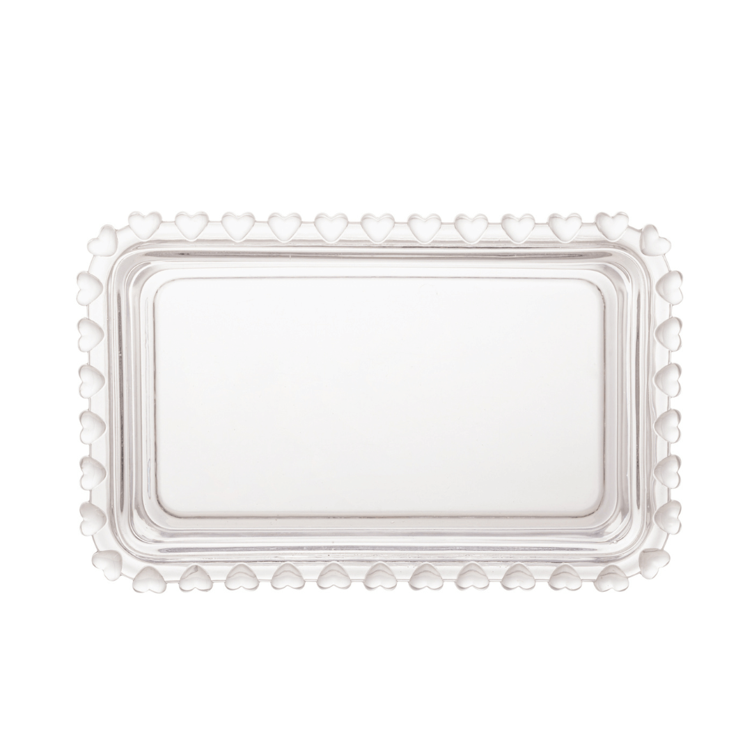 Manteigueira de Cristal de Chumbo Tampa Coração 17cm