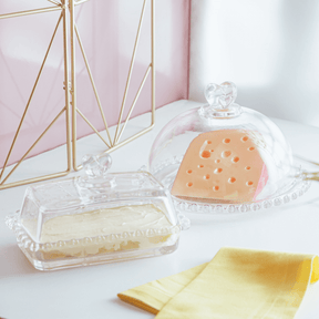 Manteigueira de Cristal de Chumbo Tampa Coração 17cm