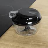 Mini Processador de Alimentos Manual Preto e Cinza 500ml