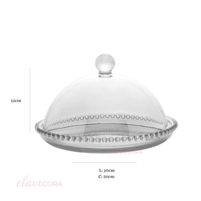 Queijeira Cristal Pearl Bolinha - 20 cm